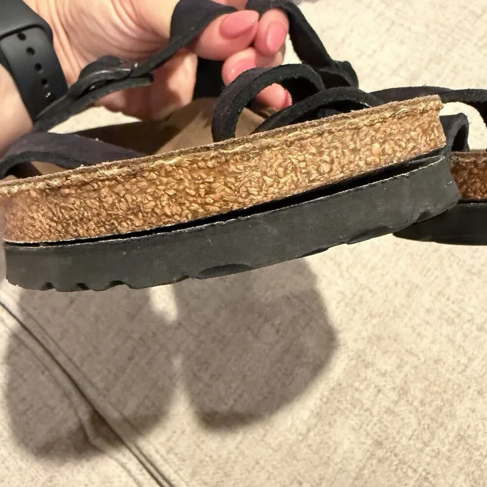 Birkenstock Papillio Black Strappy Cross Toe Loop Sandals Womens 36 US 5-5.5